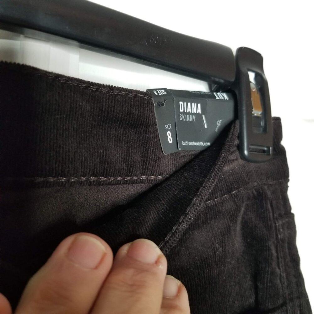 KUT From the Kloth Diana Stretch Corduroy Skinny Pants Zip Fly Mid Rise Brown 8 - Picture 5 of 7